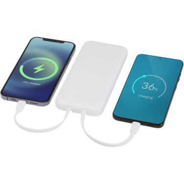 Logotrade promotional product picture of: Adhil 10.000 mAh 10W recycled plastic power bank with 2 built-in cables