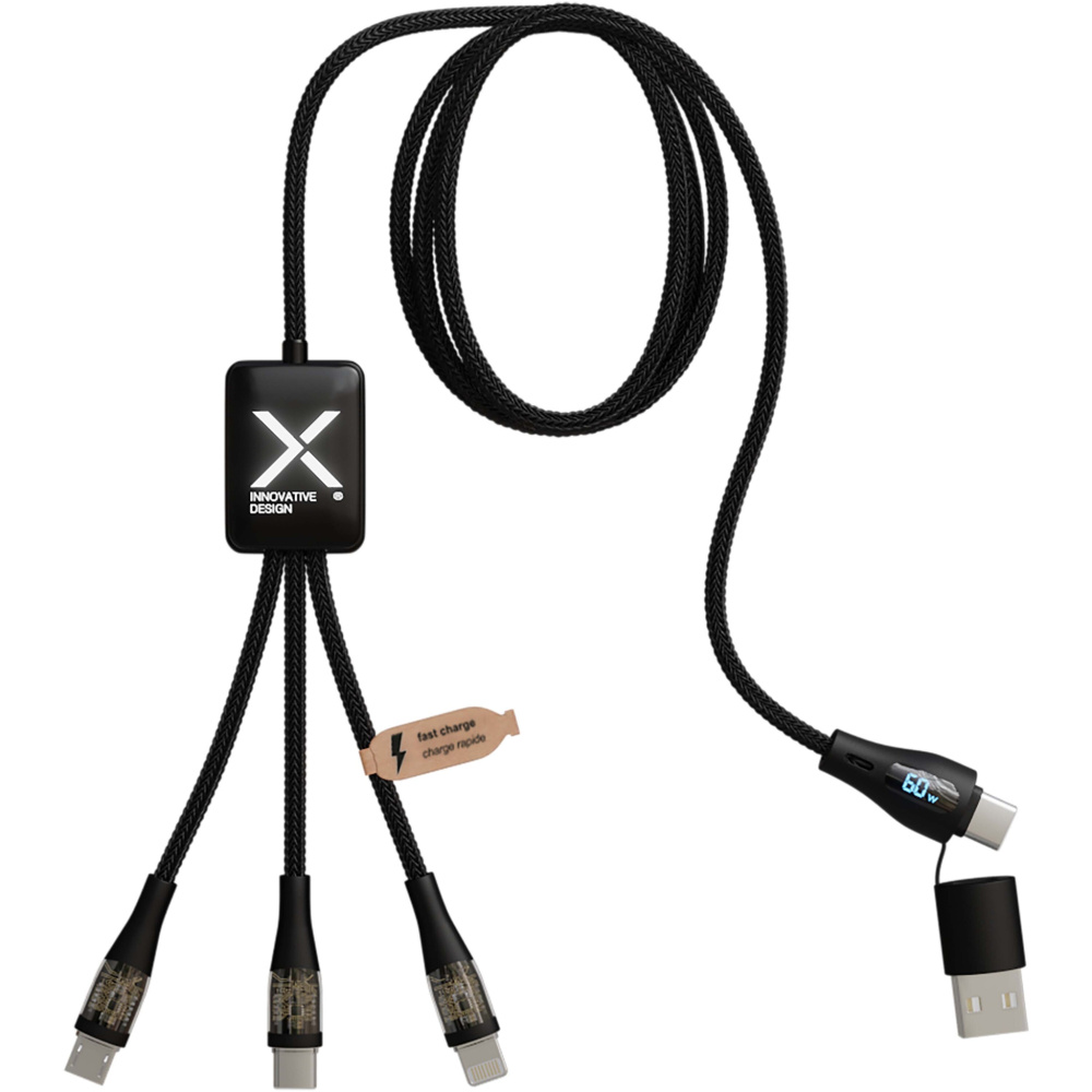 Logotrade promotional gift image of: SCX.design C51 60W 5-in-1 rPET fast charging cable with display