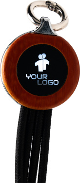 Logotrade promotional products photo of: 4-in-1 cable with elighted logo in a wooden casing