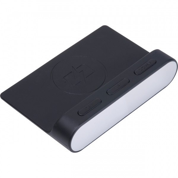 Logo trade promotional giveaways image of: Alarm Clock and Wireless Charger ADELAIDE