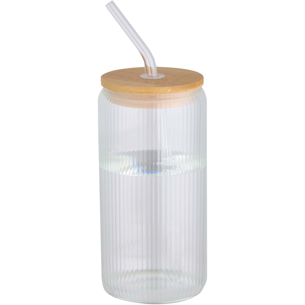 Logo trade promotional product photo of: Mirage 500 ml single-walled borosilicate glass jar with bamboo lid