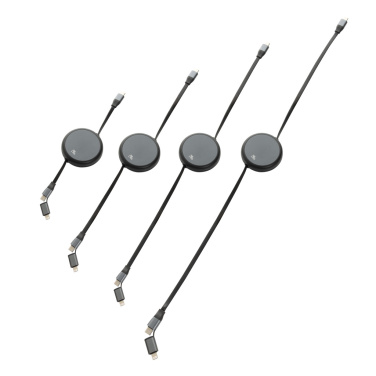 Logotrade advertising product picture of: Terra RCS recycled aluminium retractable 240W 2-in-1 cable