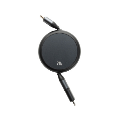 Logotrade promotional products photo of: Terra RCS recycled aluminium retractable 240W 2-in-1 cable