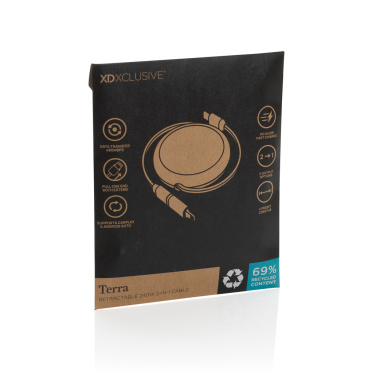 Logotrade promotional gifts photo of: Terra RCS recycled aluminium retractable 240W 2-in-1 cable