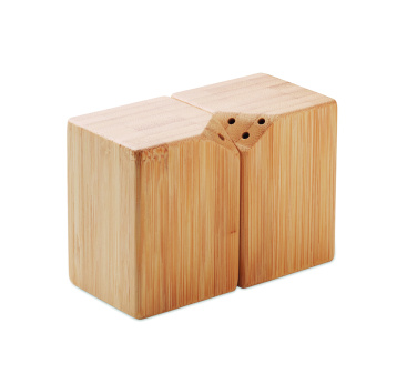 Logo trade promotional item photo of: Bamboo salt & pepper set