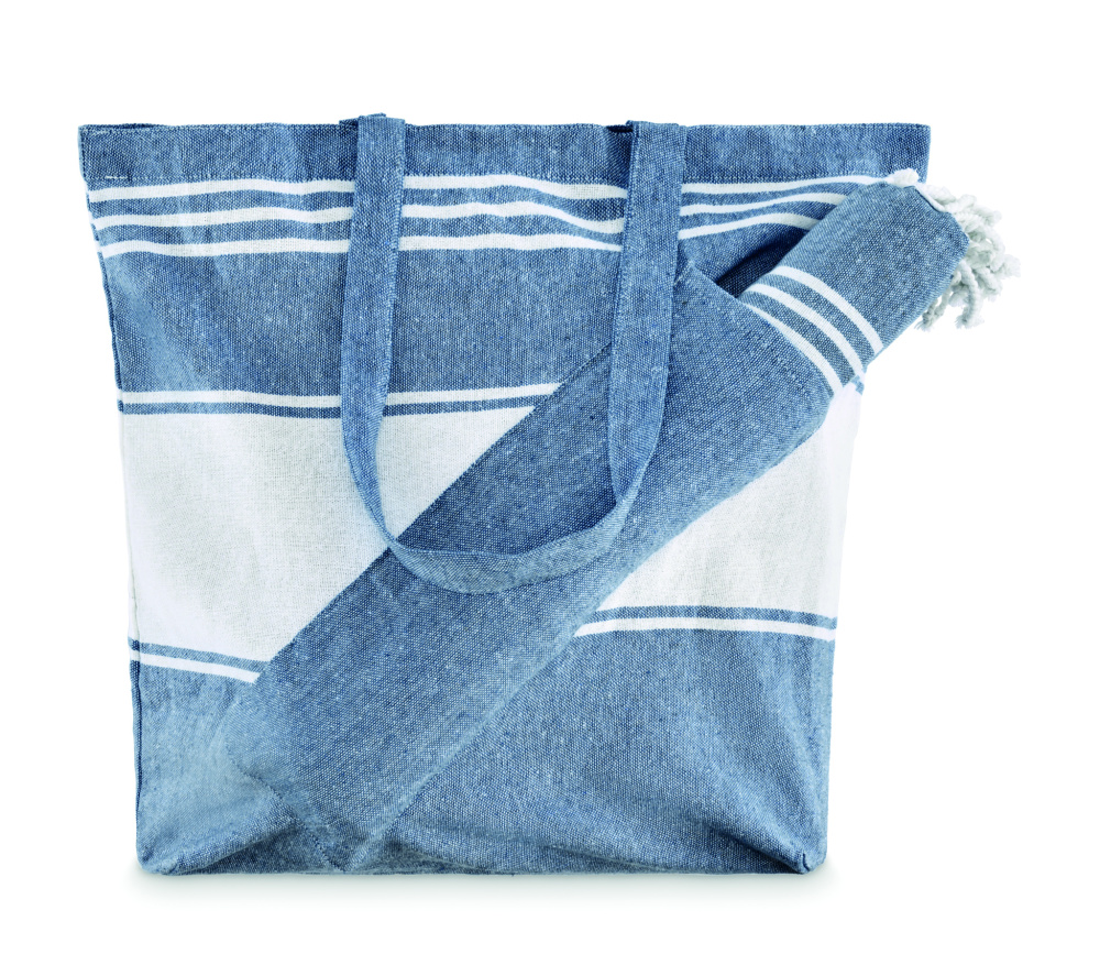 Logo trade promotional giveaways image of: Beach bag with hammam towel