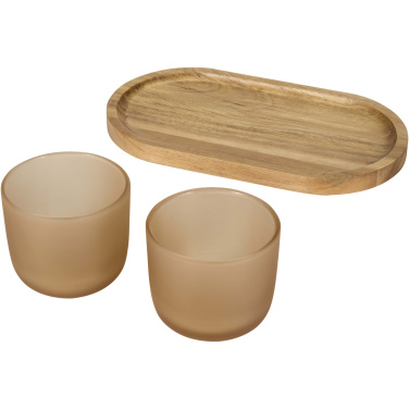 Logotrade corporate gift image of: Male wooden serving tray and glass cups set
