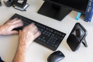 Logotrade business gift image of: Aervina RCS recycled plastic re-chargeable desk fan