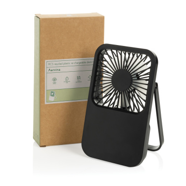 Logo trade promotional merchandise image of: Aervina RCS recycled plastic re-chargeable desk fan