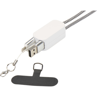 Logotrade promotional merchandise photo of: Anser recycled plastic smartphone lanyard with 27W 5-in-1 built-in cable