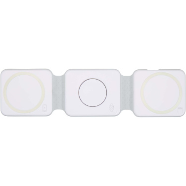 Logo trade advertising products image of: Armus 3-in-1 15W recycled plastic foldable wireless charger