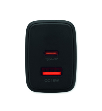 Logo trade corporate gift photo of: EU 2-pole wall adapter/charger