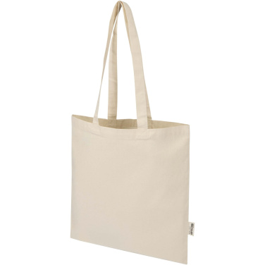 Logo trade promotional item photo of: Madras Blend 140 g/m² GRS recycled cotton tote bag 7L