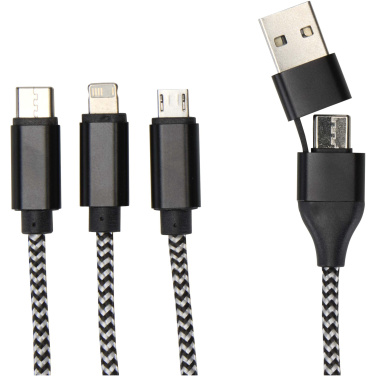 Logo trade advertising products image of: Alphecca recycled aluminium and RPET 5-in-1 charging cable 