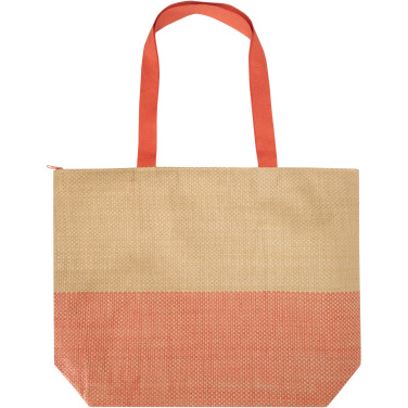 Logotrade promotional merchandise image of: Rhythm straw paper large zipped tote bag 21L