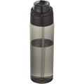 Theron 700 ml RCS recycled plastic water bottle with dual function lid and flip straw, Black
