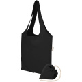 Madras Blend 140 g/m² GRS recycled foldable cotton tote bag 7L, Black