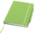Spectrum A5 recycled notebook and ballpoint pen set, Lime green