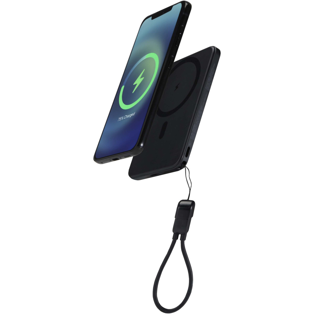 Logotrade advertising product image of: SMART 5000 mAh recycled plastic magnetic power bank with lanyard