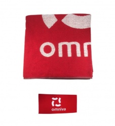 Saunalina või saunarätik sissekootud Omniva logoga
