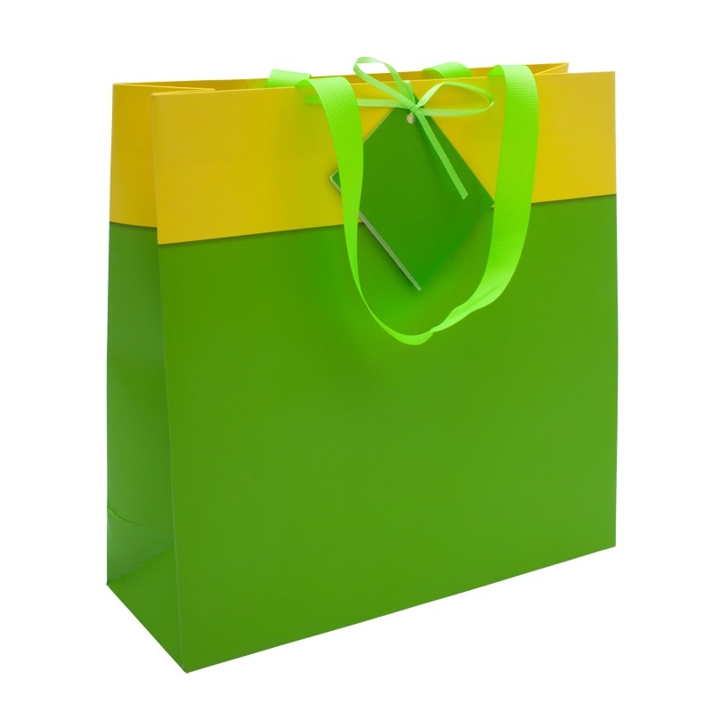 Logo trade ärikingituse pilt: Kinkekott, roheline/kollane