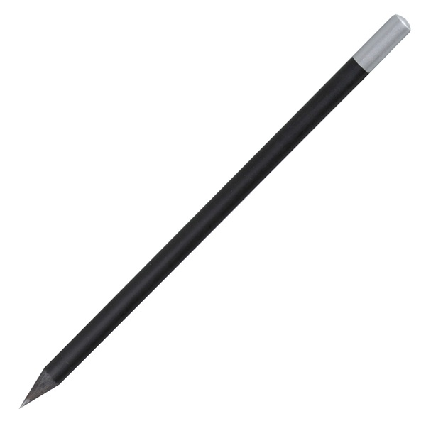Logotrade ärikingituse foto: Puidust harilik pliiats hõbedase otsaga, must