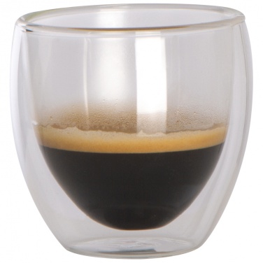 Logo trade reklaamkingid foto: Kahekordsest klaasist espressotass, läbipaistev