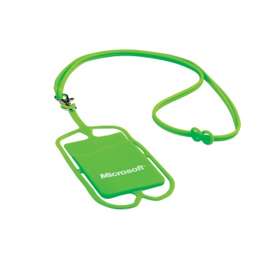 Logotrade meened pilt: Silikoonist mobiilitasku kaardihoidjaga, roheline