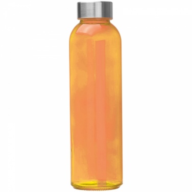 Logo trade reklaamkingi pilt: Klaasist veepudel lekkekindla korgiga, oranž