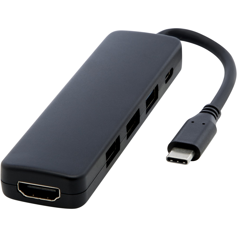 Logo trade reklaamkingi pilt: Loop RCS taaskasutatud plastist multimeediumiadapter USB 2.0-3.0 HDMI-pordiga