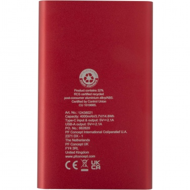 Logotrade firmakingitused pilt: Pep 4000 mAh Type-C taaskasutatud alumiiniumist akupank 