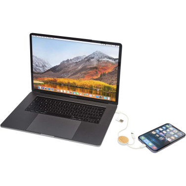 Logo trade reklaamkingid foto: Chechia viis-ühes taaskasutatud plastist kiirlaadimiskaabel bambusdetailidega