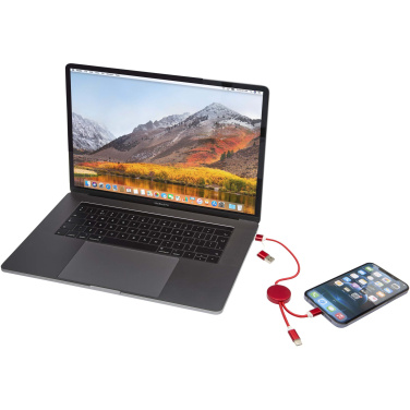 Logotrade firmakingituse foto: Punane Alasia 5-in-1 taaskasutatud alumiiniumist ja plastikust kiirlaadimiskaabel