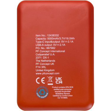 Logotrade ärikingituse foto: Asama 5000 mAh Type-C taaskasutatud plastist akupank