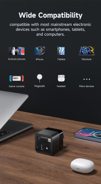 Logo trade reklaamkingituse pilt: Urban Vitamin Mendocino 65W GaN laadija sissetõmmatava kaabliga