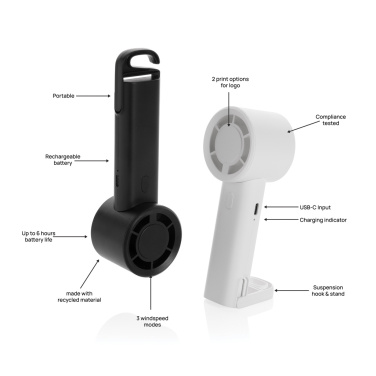 Logo trade reklaamkingi pilt: Twist RCS taaskasutatud plastist laetav kaasaskantav ventilaator