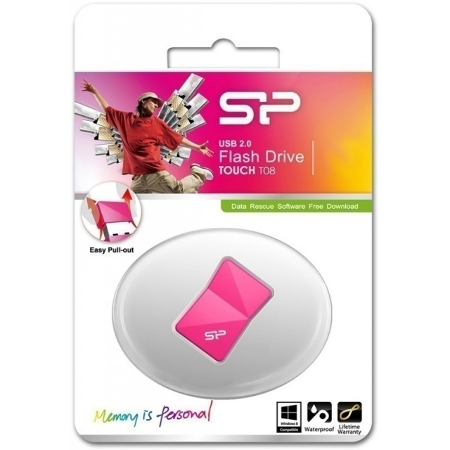 Logo trade mainostuote kuva: USB flashdrive pink Silicon Power Touch T08 64GB
