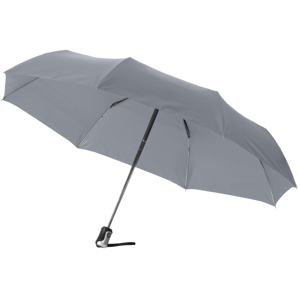 Logotrade mainoslahja tuotekuva: 21.5" Alex 3-osainen automaattinen sateenvarjo, harmaa