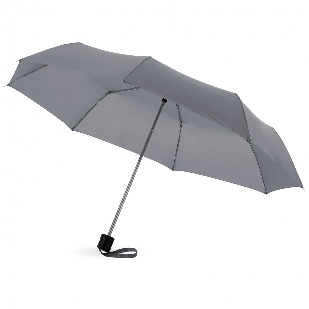 Logo trade mainoslahjat tuotekuva: 21,5" Ida 3-osainen sateenvarjo, harmaa
