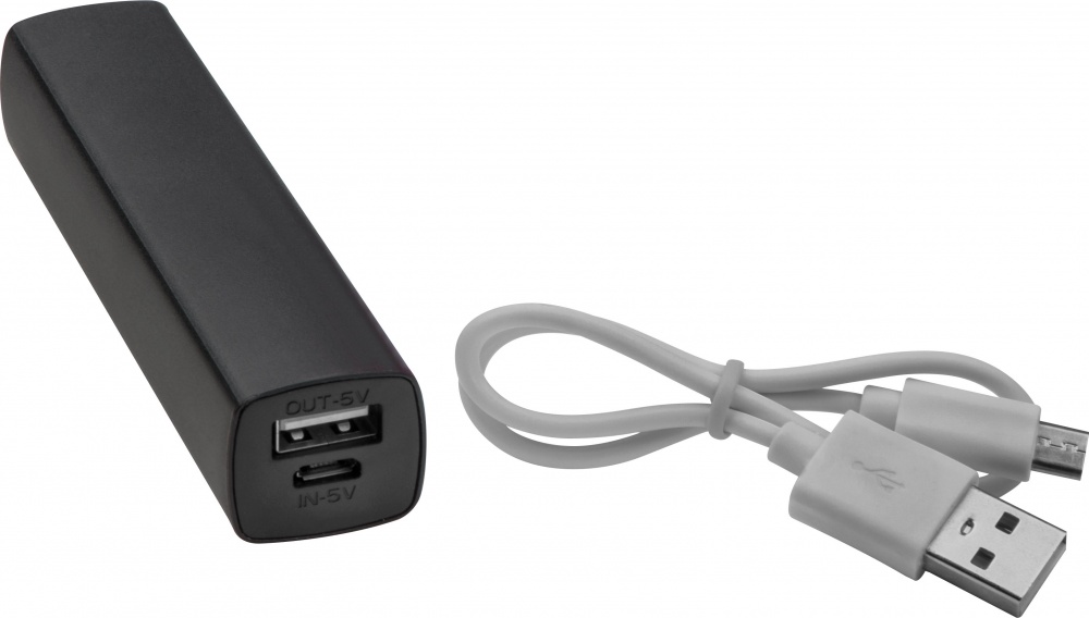 Logotrade mainoslahja ja liikelahja kuva: Powerbank 2200 mAh with USB port in a box, must