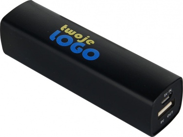Logo trade mainoslahja ja liikelahja tuotekuva: Powerbank 2200 mAh with USB port in a box, must