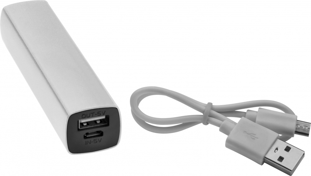 Logotrade liikelahja tuotekuva: Powerbank 2200 mAh with USB port in a box, valge