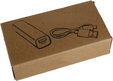 Logo trade mainoslahja kuva: Powerbank 2200 mAh with USB port in a box, valge