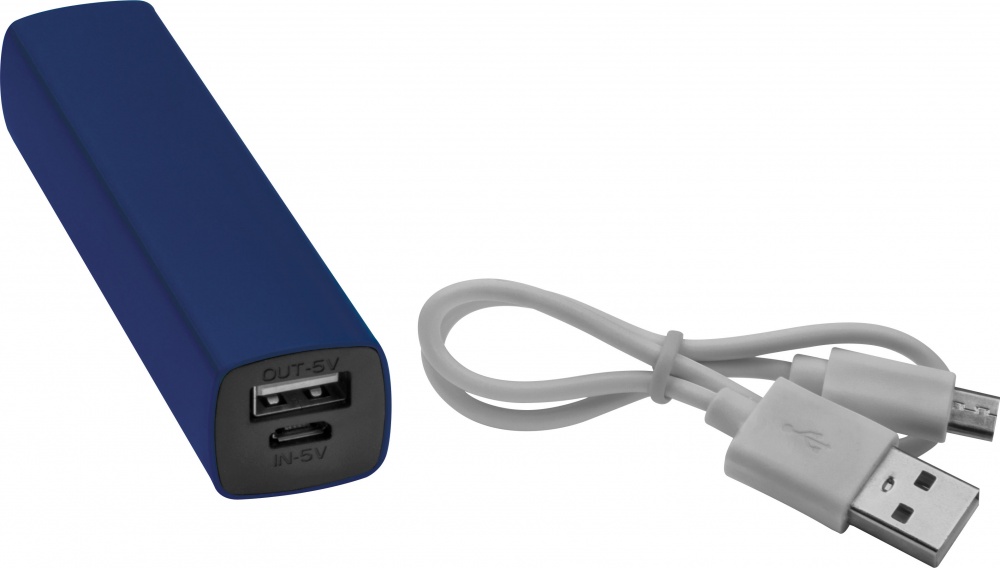 Logotrade liikelahja mainoslahja kuva: Powerbank 2200 mAh with USB port in a box, sinine