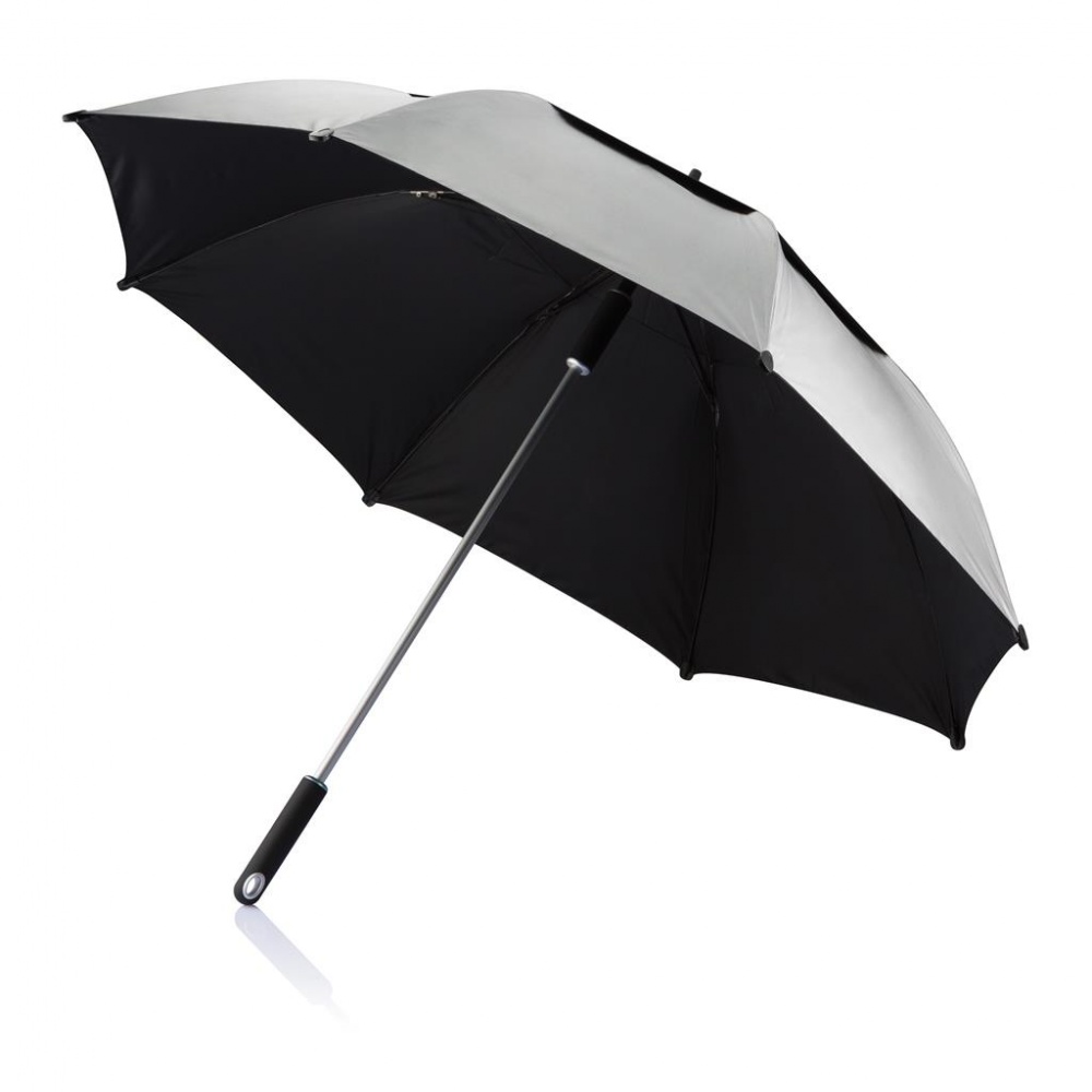 Logo trade liikelahjat tuotekuva: Hurricane myrskynkestävä sateenvarjo, harmaa