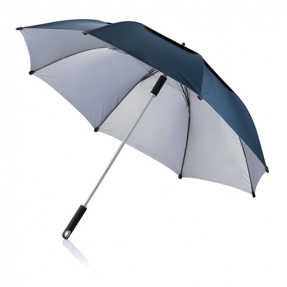 Logo trade liikelahja mainoslahja tuotekuva: Hurricane myrskynkestävä sateenvarjo, tummansininen