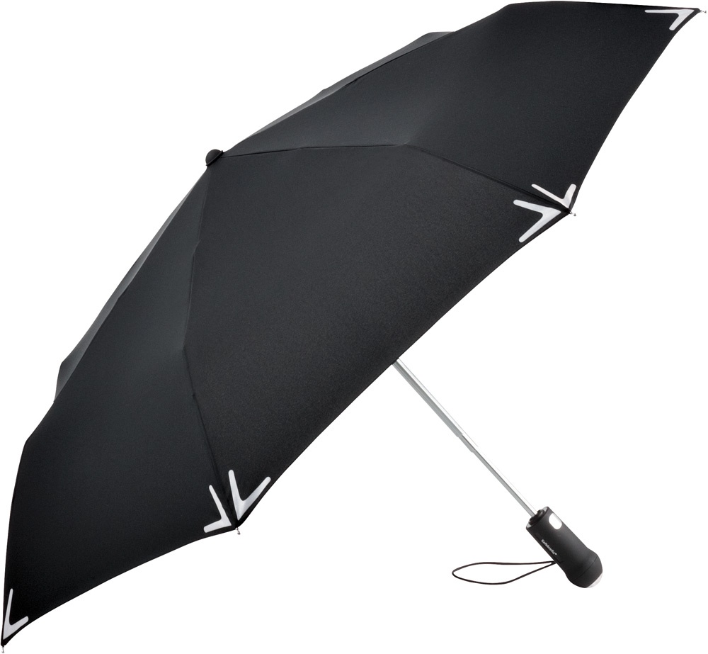 Logotrade liikelahja mainoslahja kuva: Helkuräärisega AOC Safebrella® LED minivihmavari 5471, must