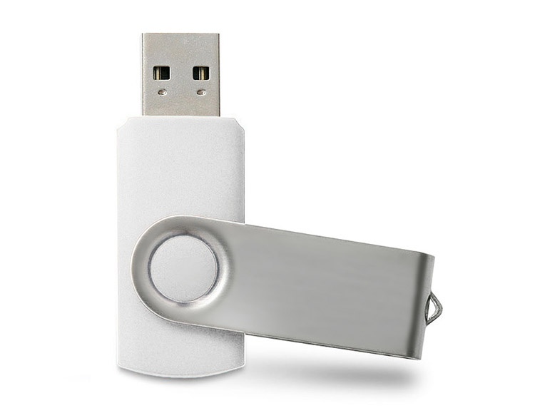 Logo trade mainoslahjat tuotekuva: USB mälupulk Twister, 8 GB, valge