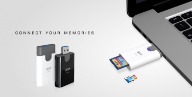 Logotrade liikelahja mainoslahja kuva: MicroSD ja SD kaardilugeja Silicon Power Comb, valge