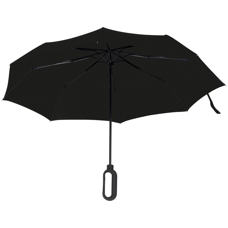 Logotrade liikelahja tuotekuva: Väike karabiiniga vihmavari, must